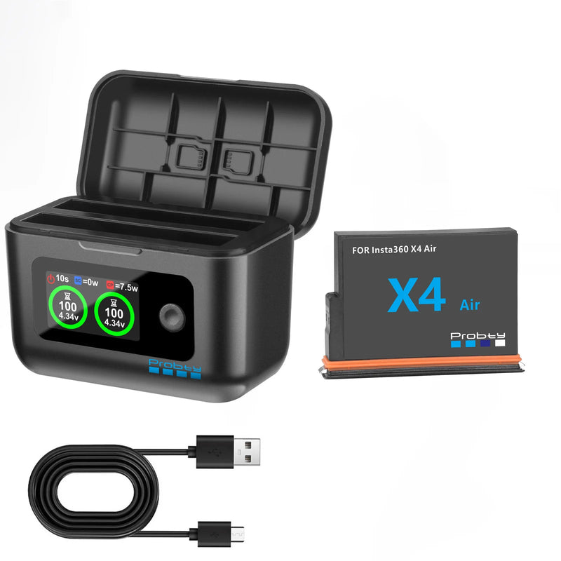 For Insta360 X4 Air Replacement Battery 2100mAh/ Fast Charger box for Insta 360 X4 Air Action Camera Accessories