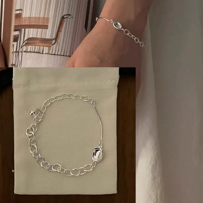 VENTFILLE 925 Sterling Silver Thai Silver Bracelet for Women Vintage Geometric Heart Love Lucky Punk Jewelry 2023 New Dropship