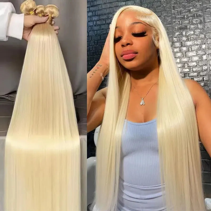 613 Bundles Blonde Bundles Human Hair 24 26 28 30 Inch 613 Straight Hair 1/3/4 Bundle 12A Unprocessed Vietnamese Virgin Hair