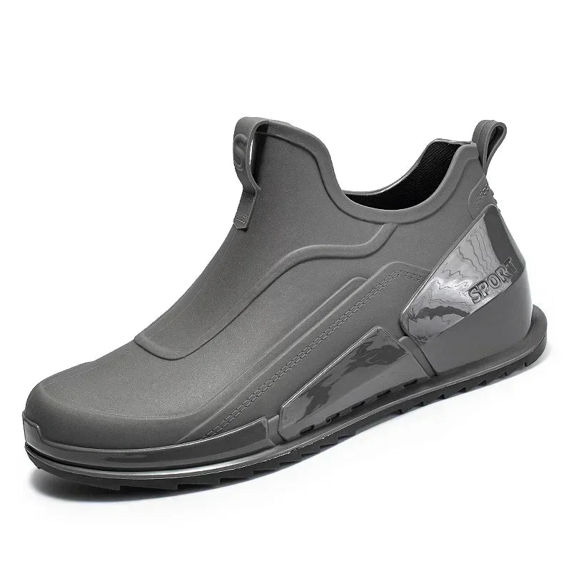 Men's Rain Boots Ankle Waterproof Shoes Men Casual Fishing Work Shoes Slip on Non-slip Rain Shoes Womens Kitchen Rubber Shoes