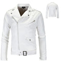 Men's trendy locomotive leather jacket British white washed leather jacket