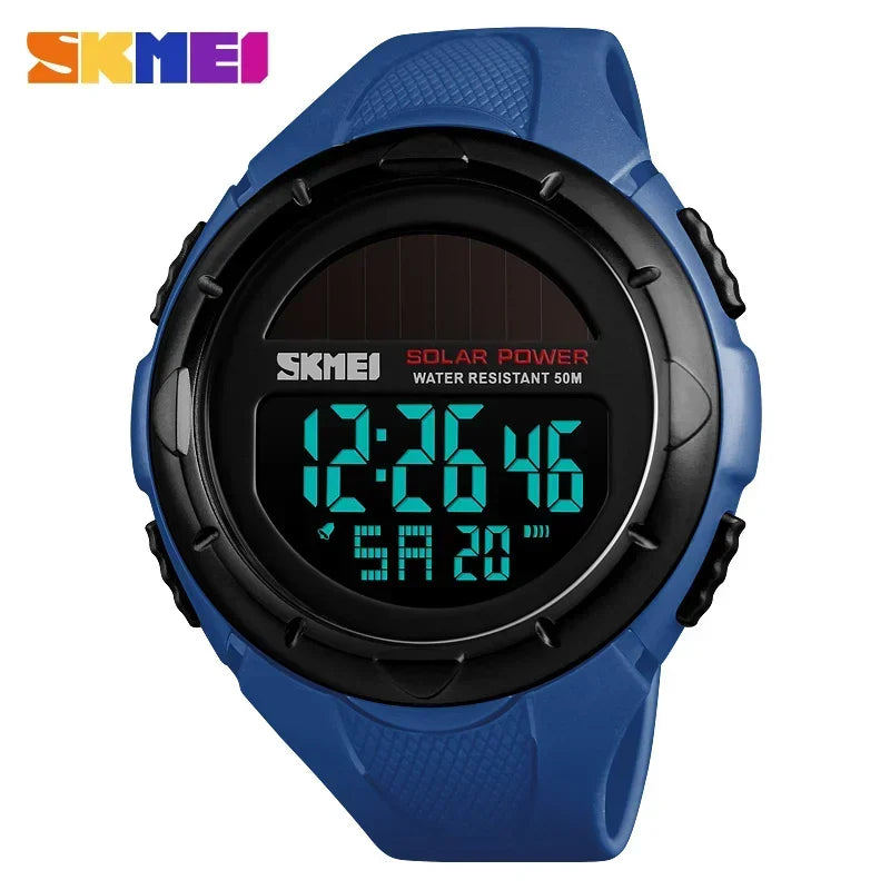SKMEI 1405 Sport Digital Mens Wristwatches Solar For Power Enviormentally Alarm Male Clock reloj hombre Men Luminous Watches