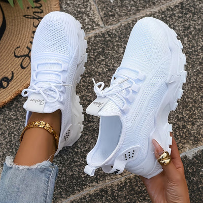 Women Chunky Platform Dad Sneakers, Knit Mesh Lace Up | SAMAG