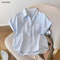 Blue  Ne ort Sve irt Women's Loose Sle Summer New Faion Breathable Comfortable Korean Version Small Size Top