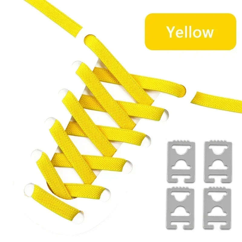 Elastic Shoelaces Without Ties Flat Shoe Laces for Sneakers Metal Buckle Lock Lazy Shoelace Mesh Precision Weaving Shoestrings