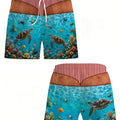 Men Funny Fake Two Piece Shorts Optical Illusion Thong Print Beach Fun Swim Trunks for Summer Holiday - View 4 | SAMAG