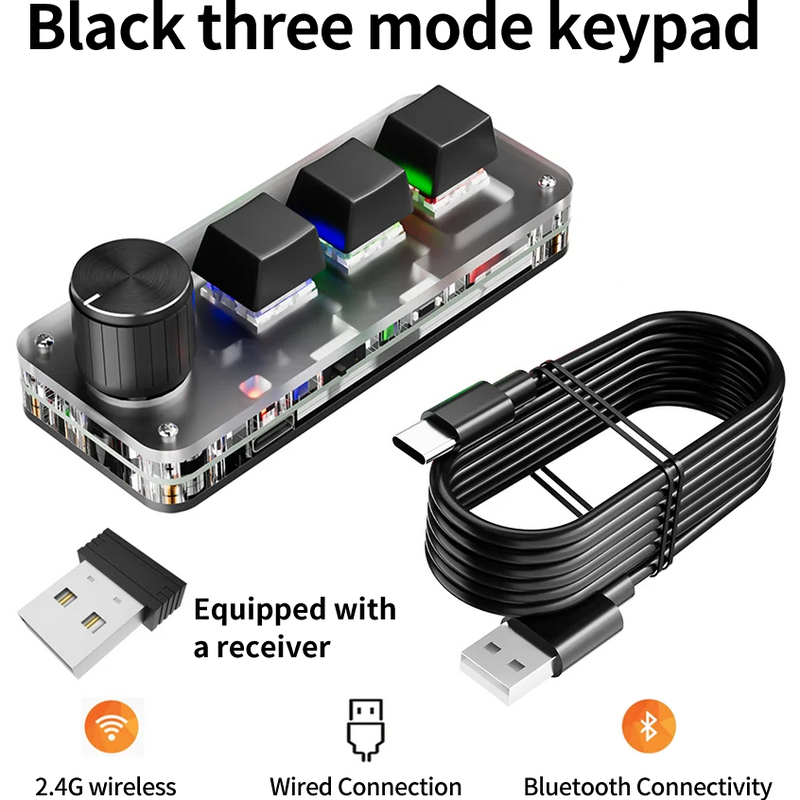 RGB Bluetooth Macro Mechanical Keyboard 3 Key Custom Programming Hotswap Red Switch Gaming Photoshop Keypad