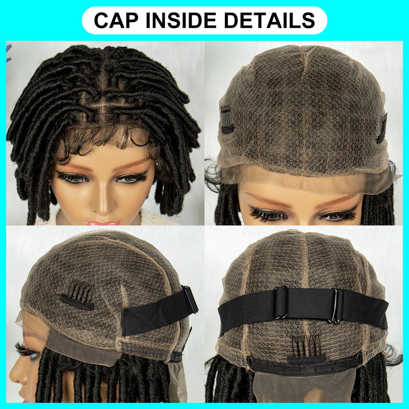 Short Dreadlock Braided Wigs Synthetic Full Lace Braided Lace Wigs with Baby Hair Lace Frontal Locs Braids Wigs for Black Women
