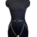 Women Fashion Full Body Chain Leather Waist Belt and Thigh Garter Set, Punk Gothic Metal Chain Suspenders for Festival Cosplay