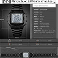 Skmei Men's Digital Sport's Watches Stainless Steel Strap 5 Alarm Clock Waterproof Led Chronograph Fashion Male Dual Time