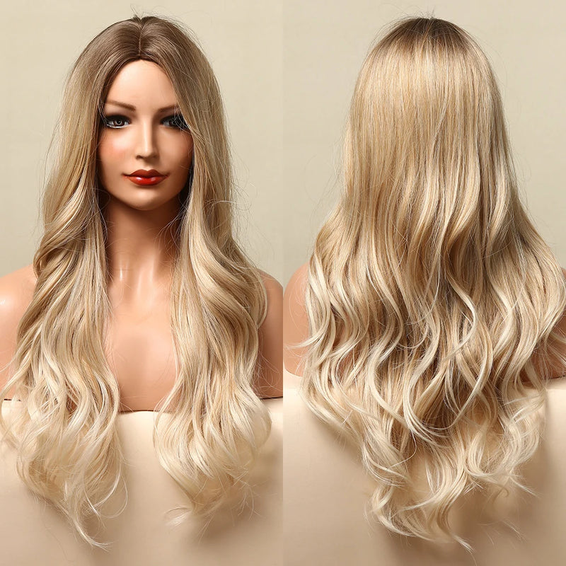 Red Brown Copper Ginger Long Wavy Synthetic Hair Wigs for Black Women Body Wave Ombre Wig Cosplay Natural Heat Resistant Wig