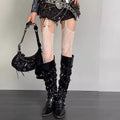 Lolita Sweet Girls Punk Style Floral Tights Colorful Thigh High Stockings Sheer Fishnet Suspender Tights Garter Belt Pantyhose