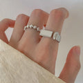 VENTFILLE 925 Sterling Silver Ring for Women Girl Gift Retro Open Trend Unique Design Geometric Asymmetric Jewelry Dropship