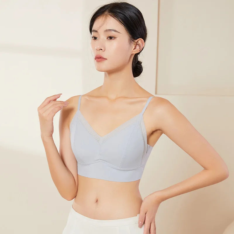 New Women's Seamless Mulberry Silk Bralette, Wire-Free Nude Feel Bra Camisole