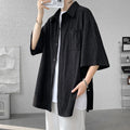 Wine Red Side Buttons Pleated Shirt Black Apricot | SAMAG