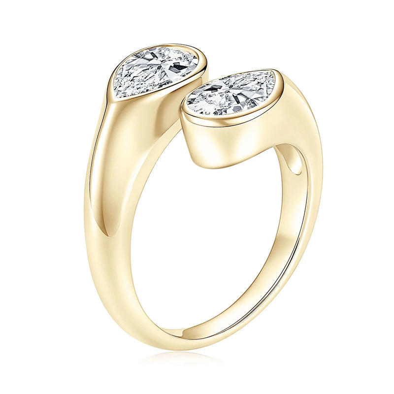 Ehhai 1.5ct Pear Cut Moissanite Twist Shank Open Band Ring for Women 14K Gold Filled Wedding Anniversary - Visuel 4 | SAMAG