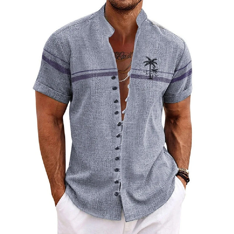 New Men's Linen Short-Sleeved Shirt, with a Fashionable | SAMAG