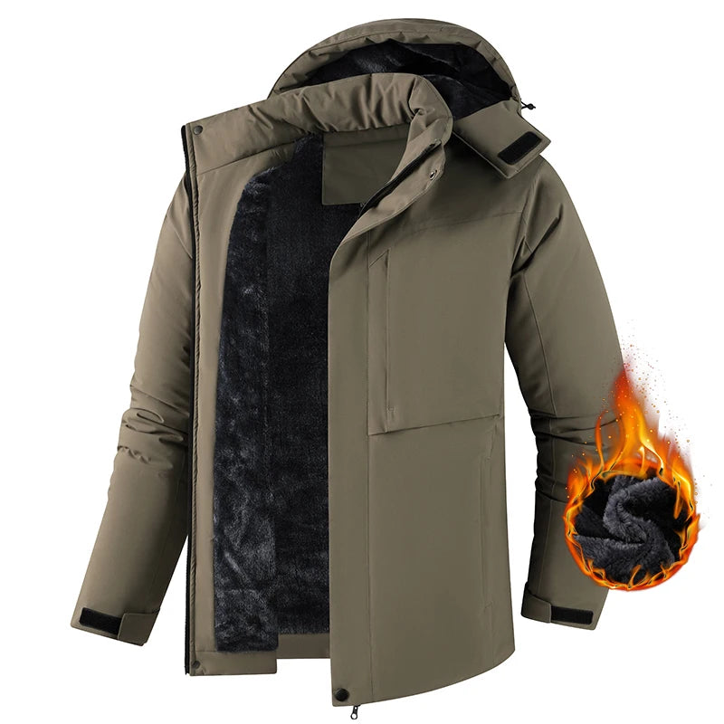 Winter Men Warm Waterproof Jackes Coat Mens Windproof Fleece Thicken Jacket Parkas Man Outdoor Casual Hooded Coat Jackets Male
