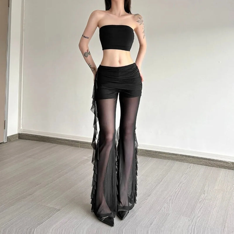 Sylcue Sexy See Through Long Pant Women High Waist - View 5 | SAMAG