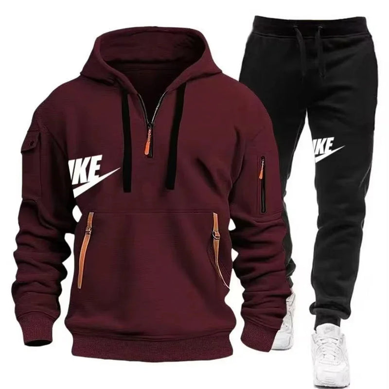Men's autumn and winter suit zipper hoodie + trousers casual sportswear warm - View 10 | SAMAG