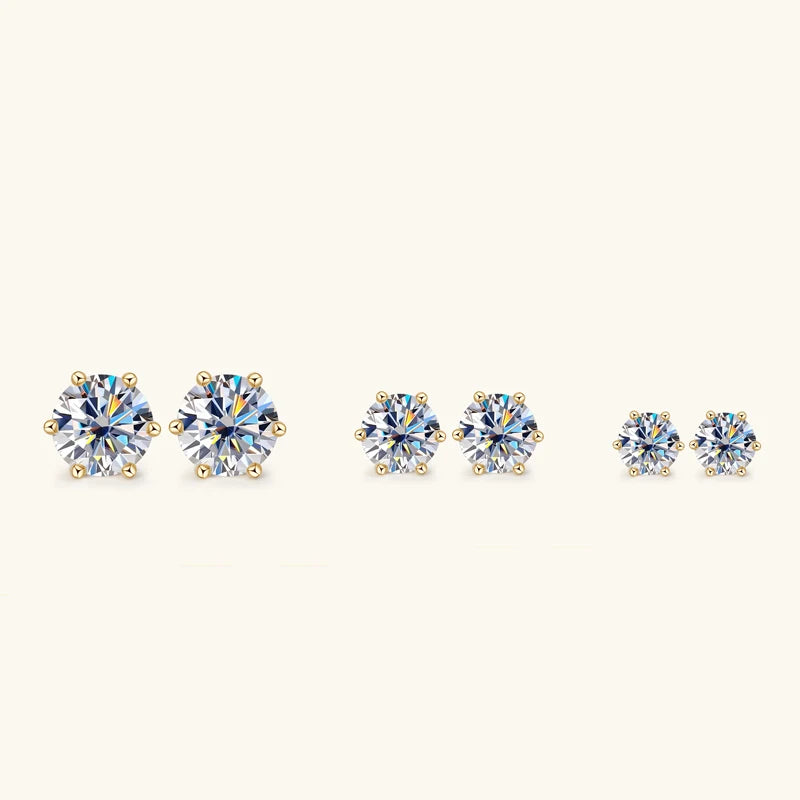 OXTAO 18K White Plated 0.5-2ct Moissanite Diamond Stud Earring Real 925 Silver Wedding Earring Luxury Women's Jewelry Certified