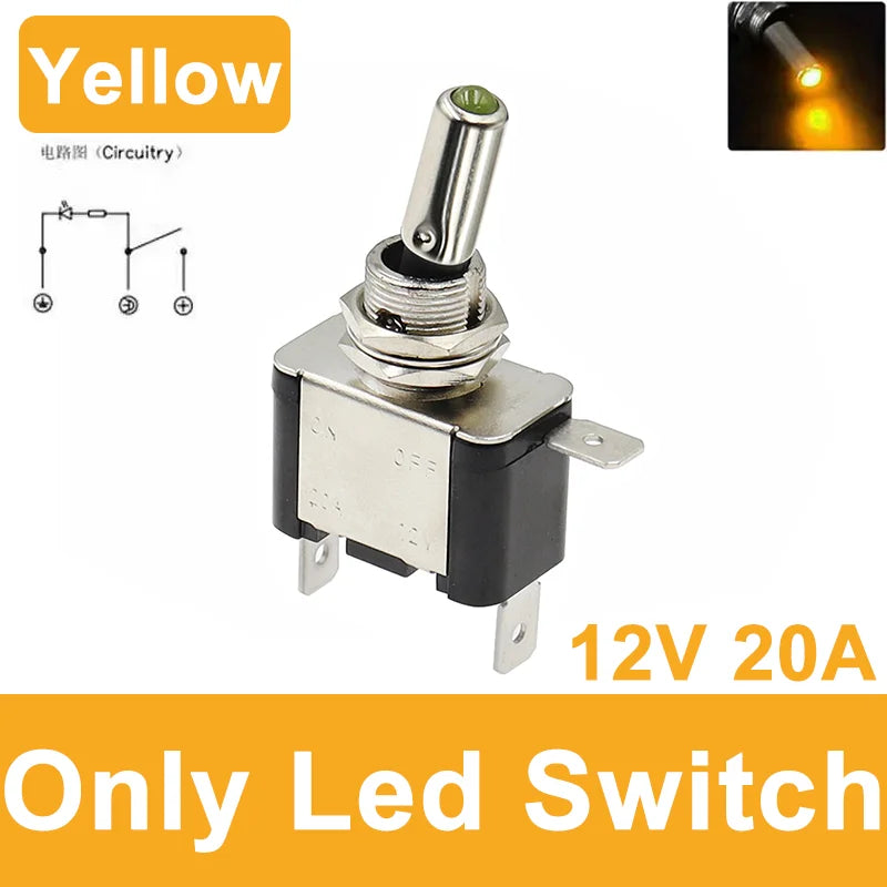 Auto Car Boat Truck Illuminated Led Toggle Switch ON OFF With Safety Aircraft Flip Up Cover Guard 12V20A Transparent