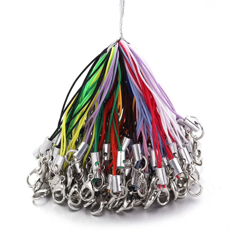 20/100PCS Strap Charm Cord Lanyard Lariat Strap Cords Lobster Clasp Rope Keychains Hooks Mobile Set Charms Jewelry Accessories
