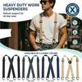 Heavy Duty Work Suspenders Adjustable X Shape Tactical Tool Belt Strap Men Elastic Wide Pant Clamps Cargo Clip