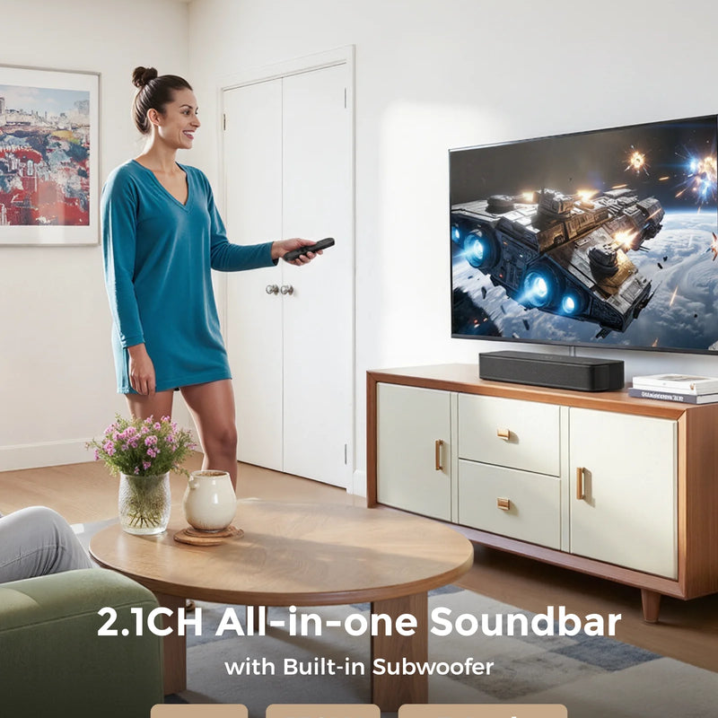 ULTIMEA 120W 2.1ch Compact Soundbar for TV, 3-Inch Built-in Subwoofer, Bluetooth 5.4 TV Sound Bar Speakers