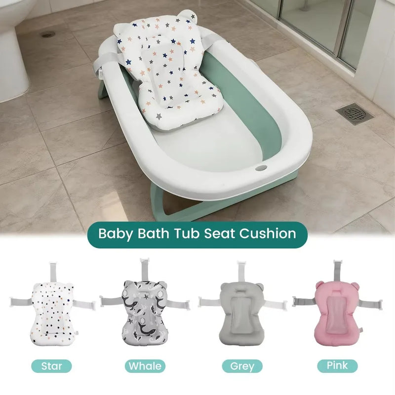 Baby Bath Support Seat Star Pattern Print 3D Breathable Mesh Soft Padded Pillow Non-Slip Infant Newborn Bath