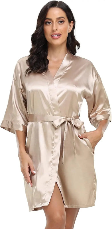 Women's Pure Short Silky Robes Bridesmaid Bride Party | SAMAG