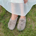 Women's Mules and Clogs Fuzzy Mink Fur Slippers with Arch Support Outdoor Women Shoe Closed Toe Nonslip Comwarm Clog Shoes Woman