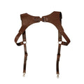 Fashion Men Knight Brown PU Leather Suspenders Fashion Suit Shirt Suspenders Belt for Party Club Costume Men Gifts
