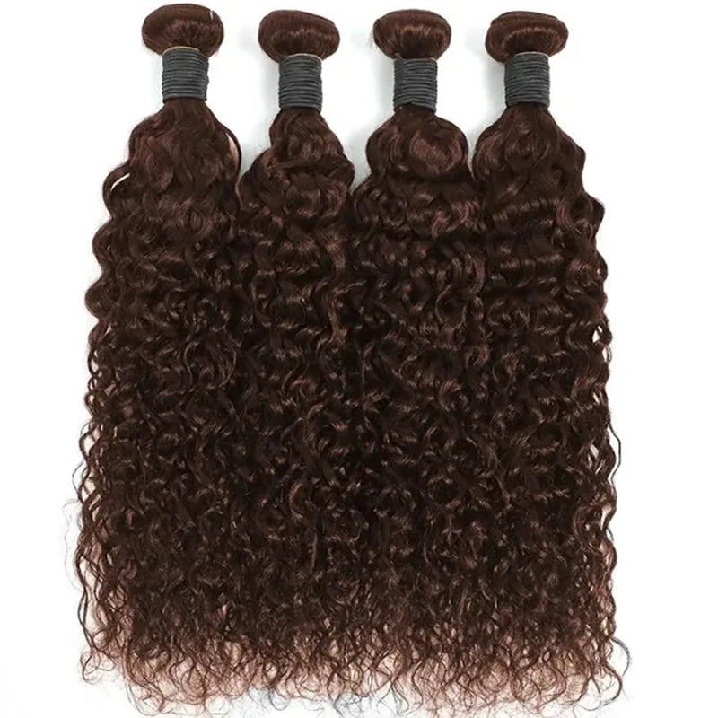 4 Chocolate Brown Water Wave Bundles Ombre Colored Deep Curly Raw Human Hair Bundles Deal Hair Extension Hair Weave Double Weft