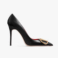 HLTINO Fashion Black Matte Finish High Heels with Buckle Women Classic Pumps Sexy Dress Shoes Party Stilettos for Spring Summer