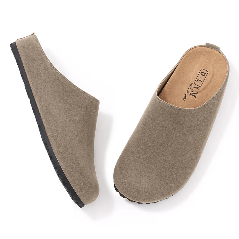 Evshine Women's Suede Clogs Slippers Comfort Sole Sole Flat Mules Fashion Baotou Ladies Potato Shoes Slip On House Clogs Shoes