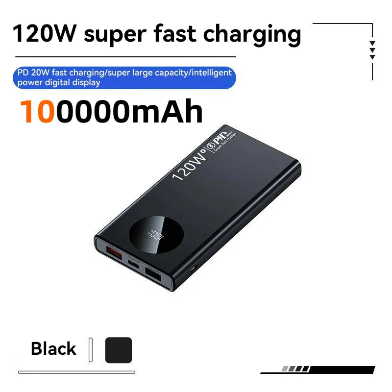 Lenovo 200000mAh Power Bank 120W PD Super Fast Charging Portable Power Bank Large Capacity External Battery With Digital Display