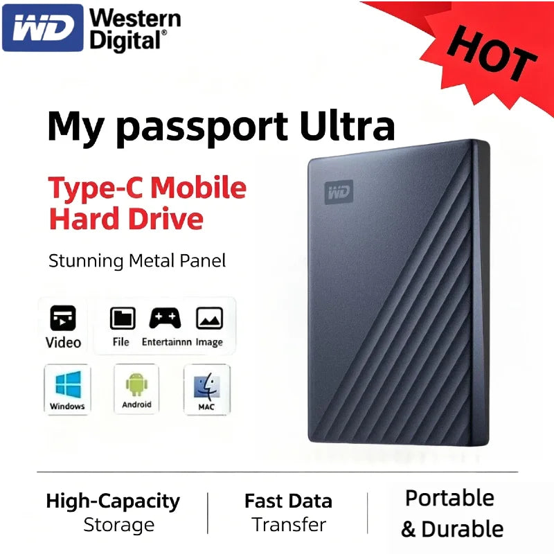 Western Digital WD 1TB 2TB 4TB My Passport Ultra Portable SSD External Hard Drive SSD Hard Disk HDD USB 3.1 for PC Laptop MAC