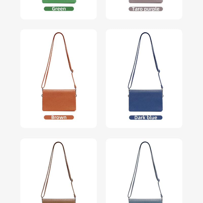 Zency New Soft Plain Color Leather Bag Multiple Pockets Women's Bag Genuine Leather Shoulder Crossbody Versatile Commuting Bag