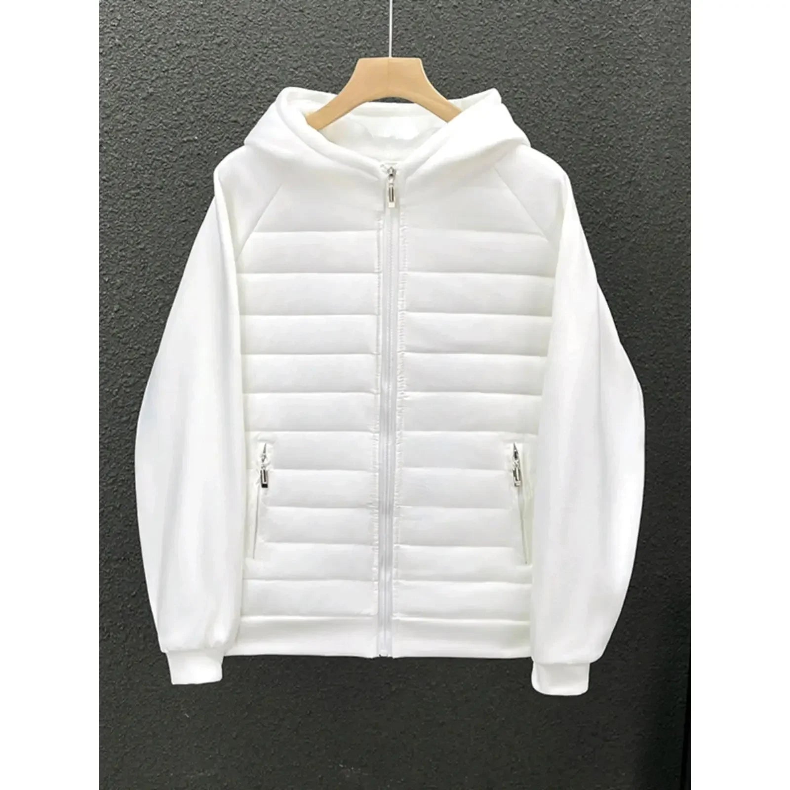 Trendy Hooded Solid Color Cotton Coat Jacket Grey Black White Loose Fit Versatile Casual Unique Couple Style Jacket For Men