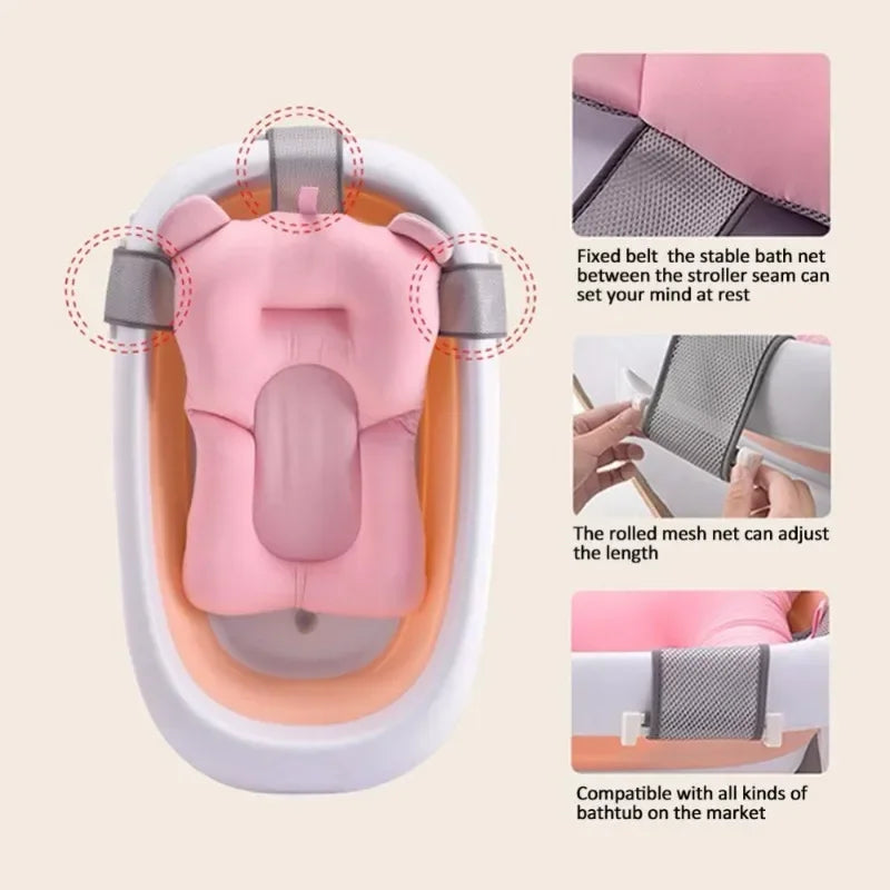 Infant Daily Bath Accessory Non Slip Bathtub Mat Soft Animal Pillow Safety Support Cushion For Newborn Shower And Body Washing