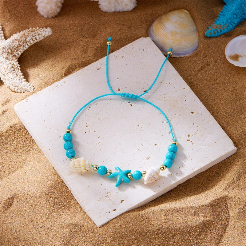 Bohemia Shell Conch Starfish Bracelet for Women Handmade Adjustable Rope Summer Beach Party Jewelry - Visuel 23 | SAMAG