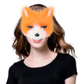 Faux Fur Fox Mask Furry Half Face Animal Cat Mask Halloween Cosplay Party Costume