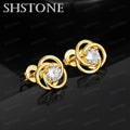 Hot New 18k Gold Round Zircon Rose Flower Multi Circular Stud Earring Fashion Accessory Anniversary Party Classic Luxury Jewelry