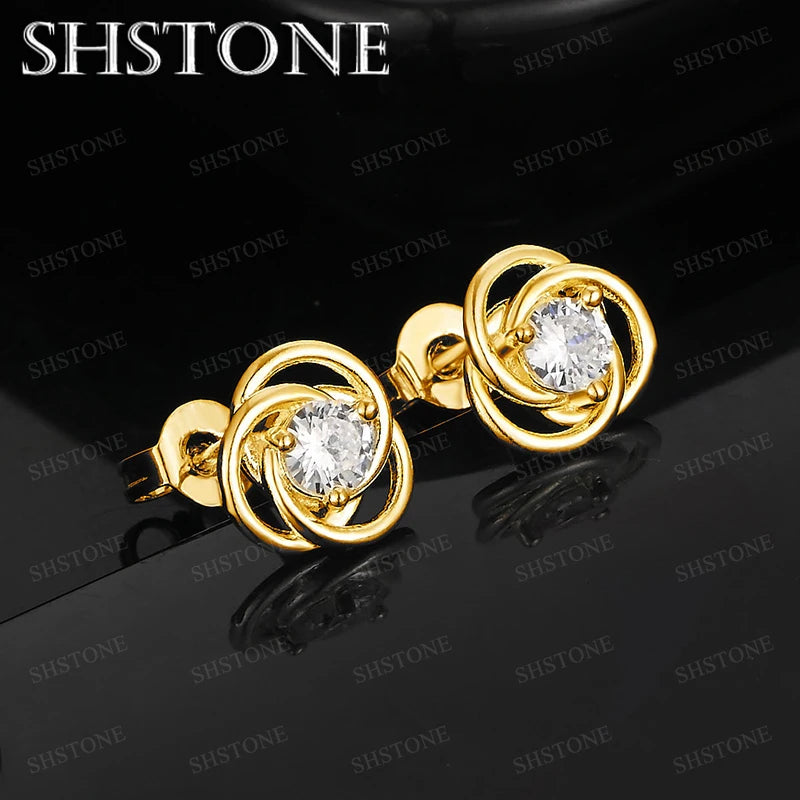 Hot New 18k Gold Round Zircon Rose Flower Multi Circular Stud Earring Fashion Accessory Anniversary Party Classic Luxury Jewelry