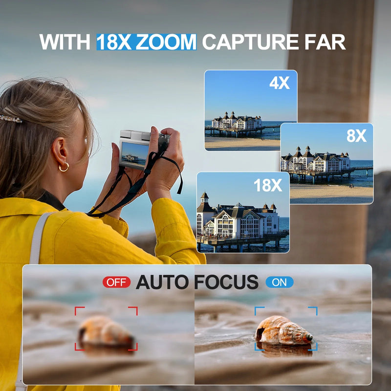 NBD Digital Camera 56MP Cameras for Photography 4K Camera 180°Flip Screen Digital Point and Camera with 16X Zoom Compact Camera