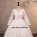 Wedding Dress Shiny Classic Boat Neck Bridal Party Gown - View 12 | SAMAG