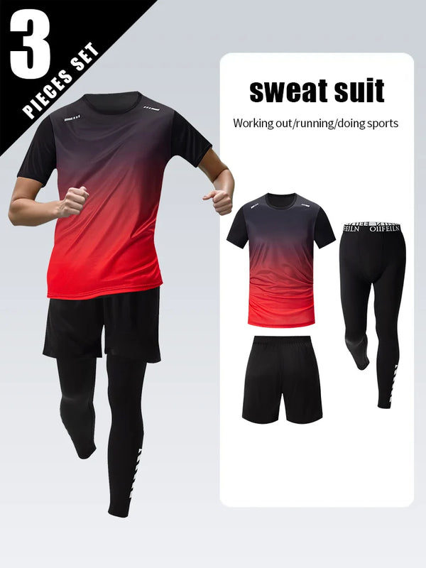 5/3/2/1 Piece Men's Four Seasons Multi-match Combination Sports Suit Gradual Zipper Jacket Running Fitness Short-sleeved Shorts