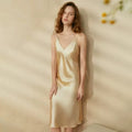 Birdtree, 19MM 100% Silk Satin Nightwear, Sexy Spaghetti Nightdress, Elegant V Neck Skin-friendly Women Night Skirt P30457QM