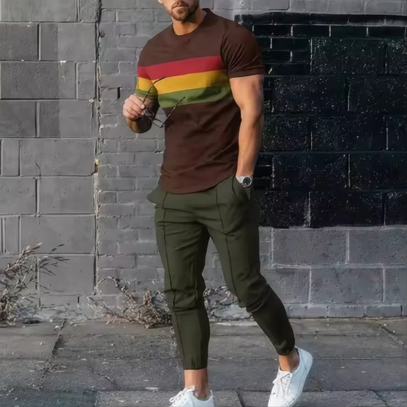 New men's basketball sports suit jogging set 3D printed Qeen summer retro casual short sleeved T - View 4 | SAMAG